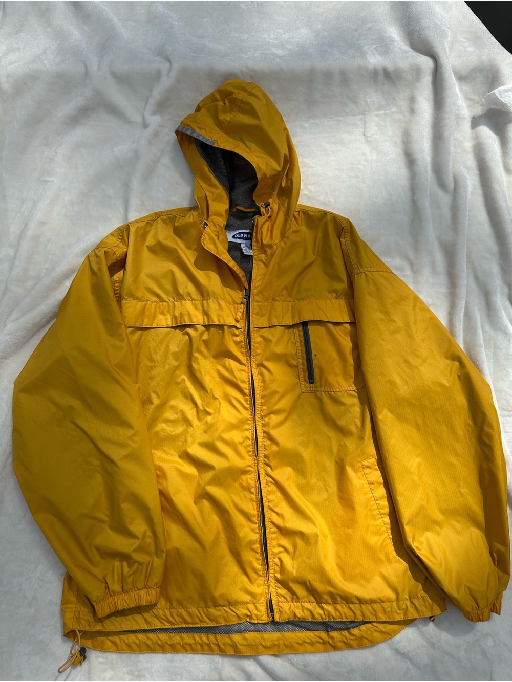 Old Navy Men's Yellow Hooded Windbreaker Jacket XL